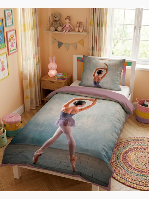 Parure de Lit Danseuse Ballerine, 100% Coton Oeko-Tex, Imprimée Réversible, Lit 1 place - Kiabi