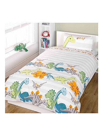 Parure de lit Dinosaures blanche 120 cm x 150 cm