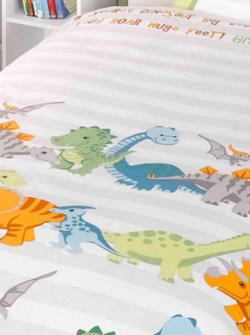 Parure de lit Dinosaures fond blanc 135 cm x 200 cm Multicolore - Kiabi
