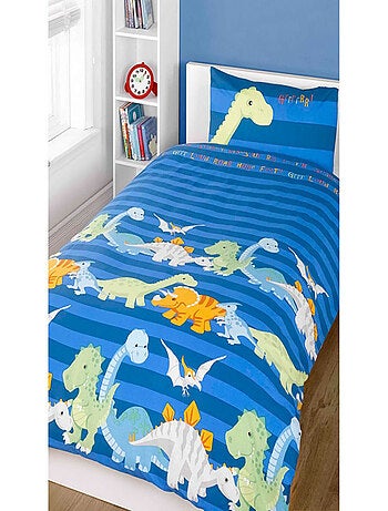 Parure de lit Dinosaures fond bleu 135 cm x 200 cm