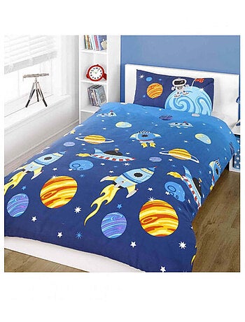 Parure de lit Dinosaures fond bleu 135 cm x 200 cm