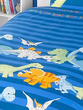 Parure de lit Dinosaures fond bleu 135 cm x 200 cm