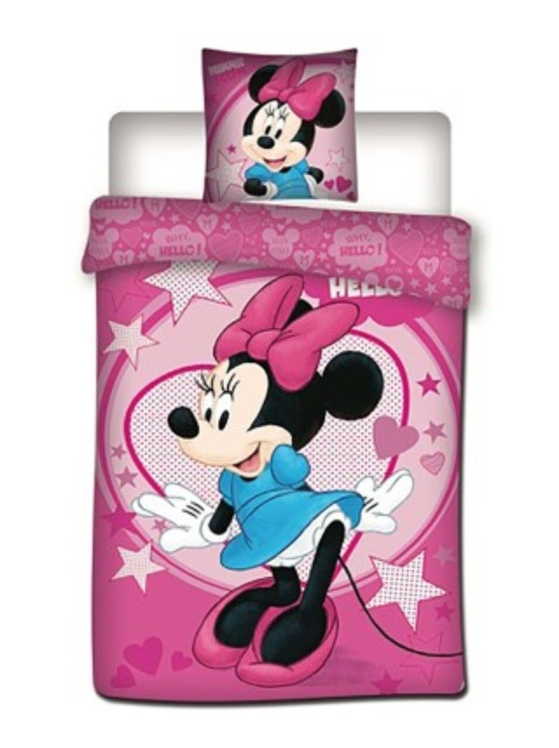 Parure de Lit Disney Minnie – Housse de Couette Réversible + Taie d'oreiller Rose - Kiabi