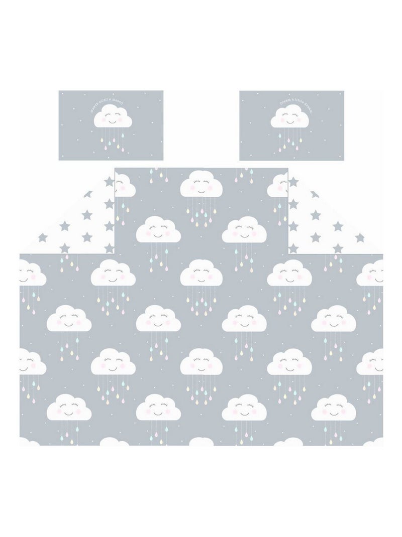 Parure de lit double - nuage content - 200 cm x 200 cm Gris - Kiabi