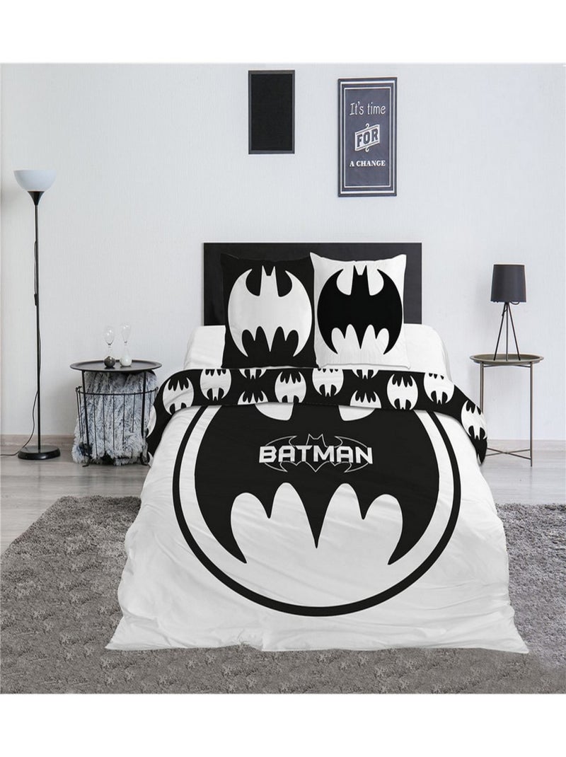 Parure de lit double 240x220 cm Batman Logo Batman Blanc - Kiabi