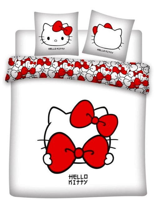 Parure de lit double 240x220 cm Hello Kitty Rose blanche - Kiabi