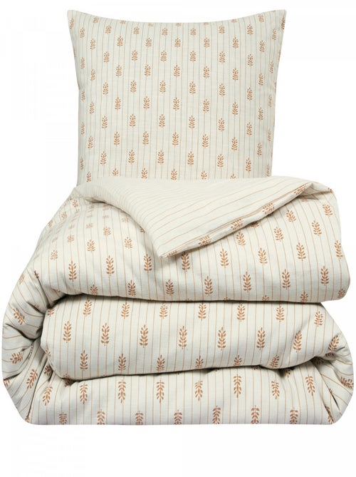 Parure de lit double à rayures fleurie effet lin - Future Home - Kiabi