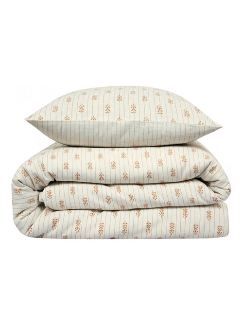 Parure de lit double à rayures fleurie effet lin - Future Home - Kiabi