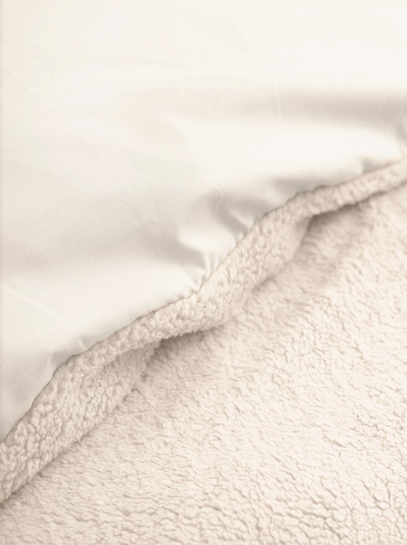 Parure de Lit Double Cocooning Crème Beige/Blanc - Kiabi