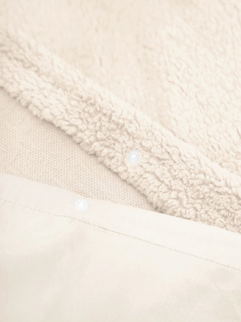 Parure de Lit Double Cocooning Crème Beige/Blanc - Kiabi