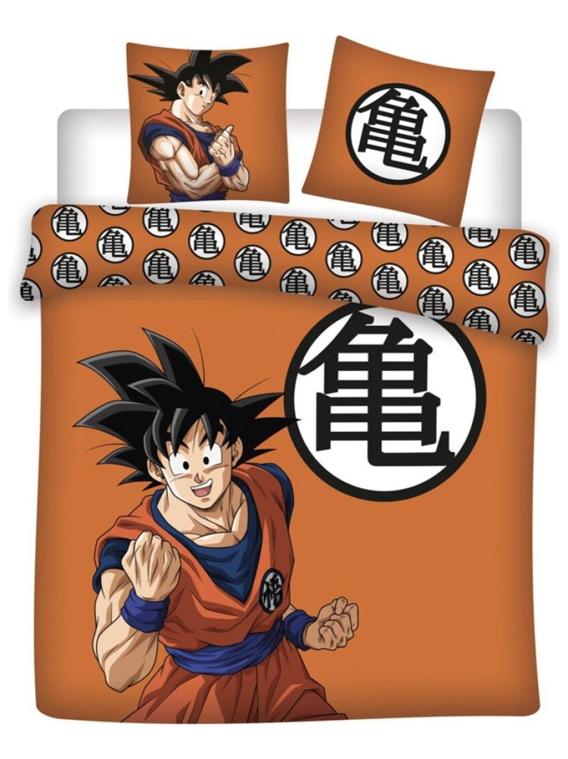 Parure de Lit double Coton Enfant Manga Goku Orange - Kiabi