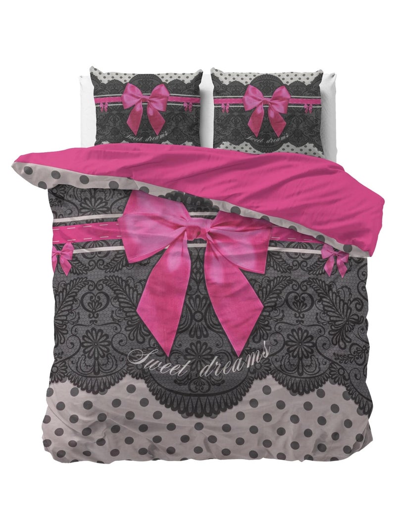 Parure de Lit Double Coton Romantique Déco Rose - Kiabi