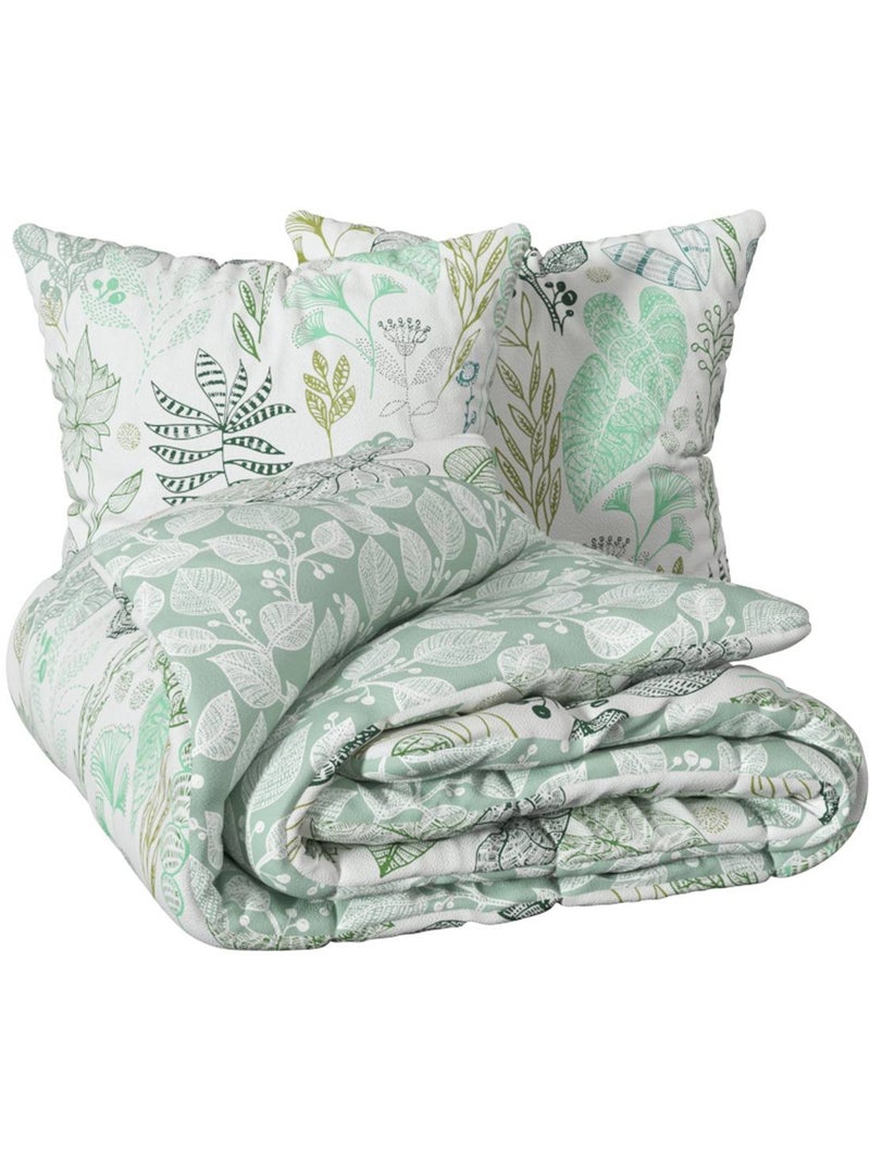 Parure de lit double en coton ALIOE Vert - Kiabi