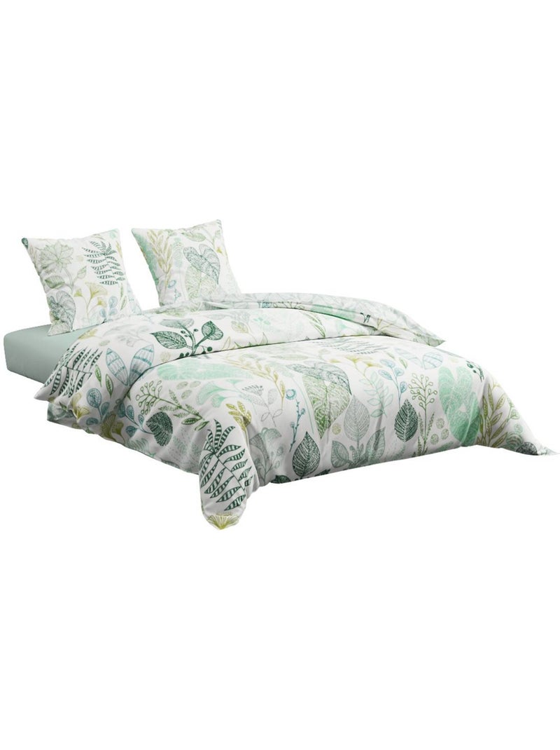 Parure de lit double en coton ALIOE Vert - Kiabi