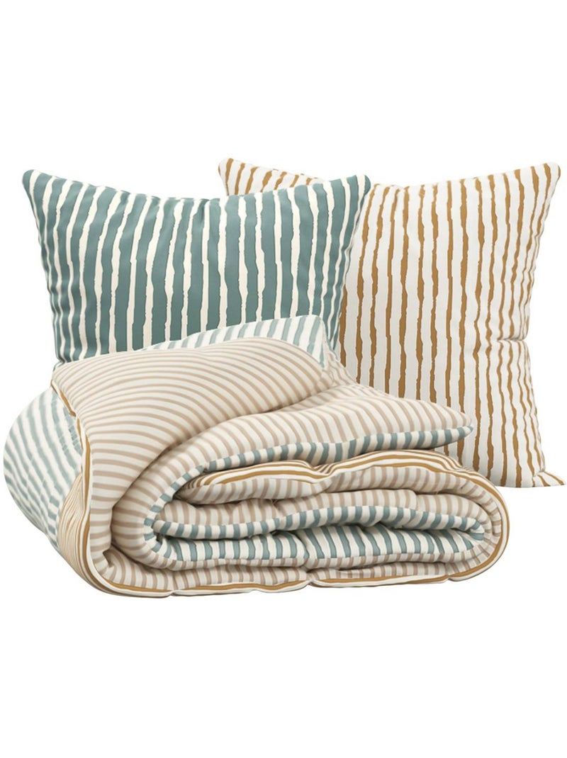 Parure de lit double en coton fenir Bleu clair - Kiabi