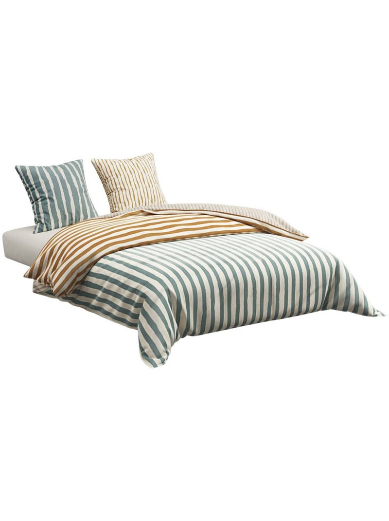 Parure de lit double en coton fenir Bleu clair - Kiabi