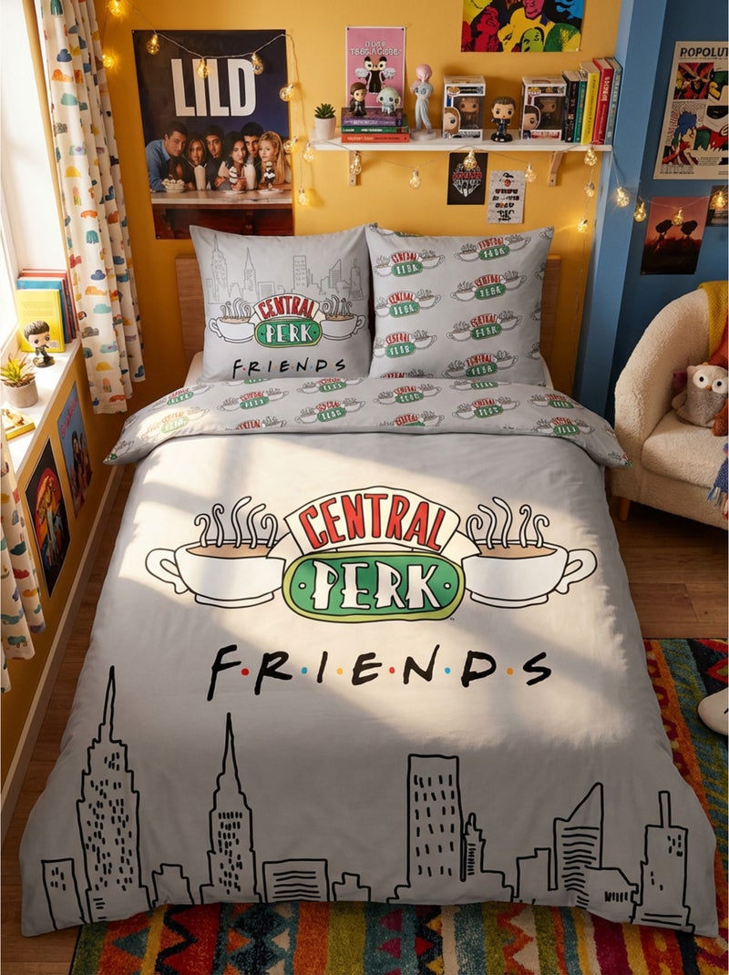 Parure de Lit Double Friends Imprimée Réversible Lit 2 places, NEW-YORK Gris - Kiabi