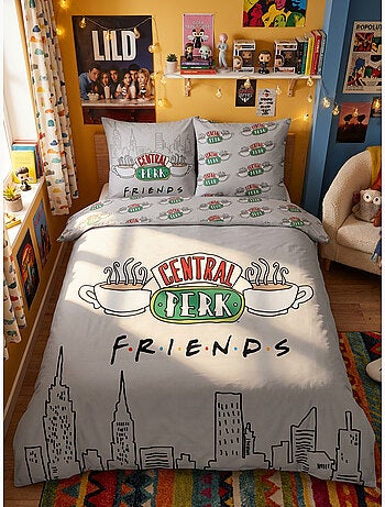 Parure de Lit Double Friends, Textile Oeko-Tex, Imprimée Réversible, Lit 2 places, NEW-YORK