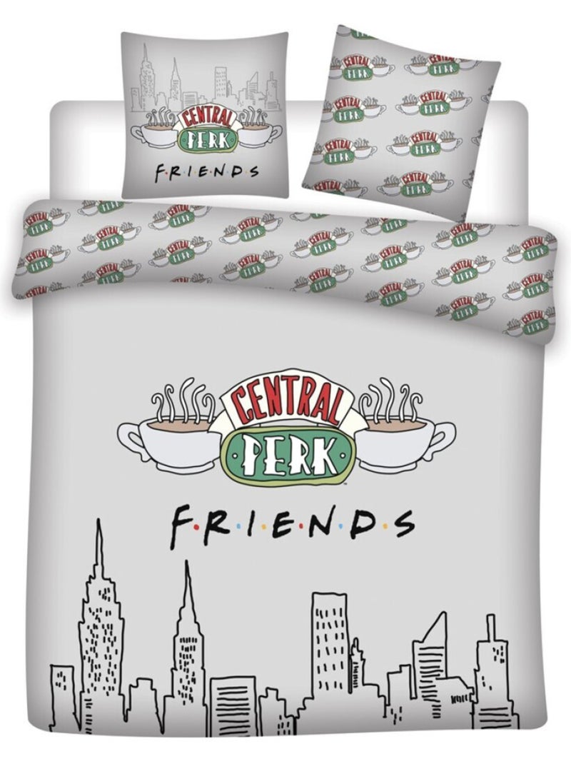 Parure de Lit Double Friends, Textile Oeko-Tex, Imprimée Réversible, Lit 2 places, NEW-YORK Noir Noir - Kiabi