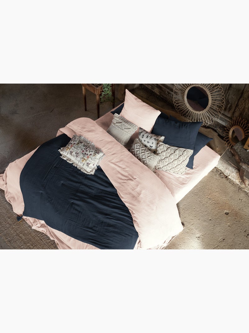 Parure de lit – double gaze de coton – + 2 taies 50 x 70 Rose poudré - Kiabi