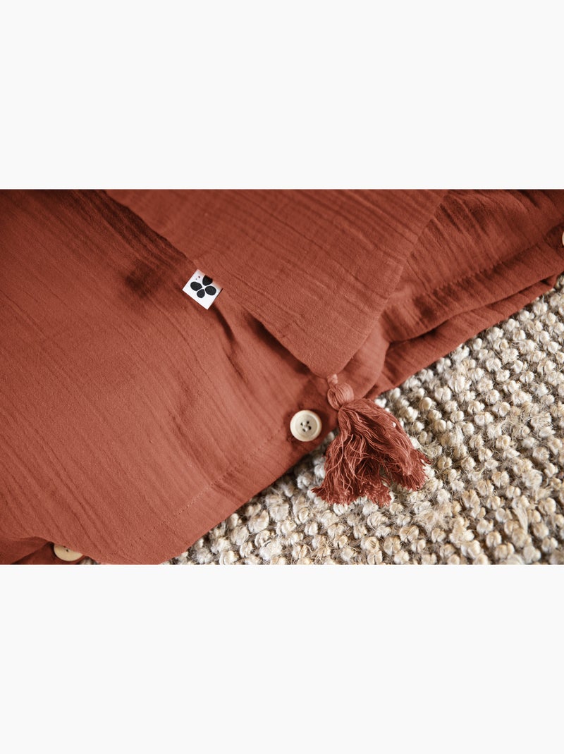 Parure de lit – Double gaze de coton – + 2 taies 50 x 70 Terracotta - Kiabi