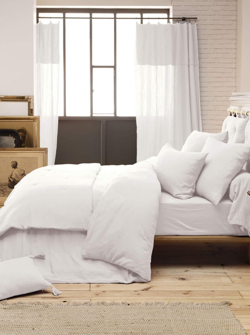 Parure de lit double gaze de coton Blanc - Kiabi