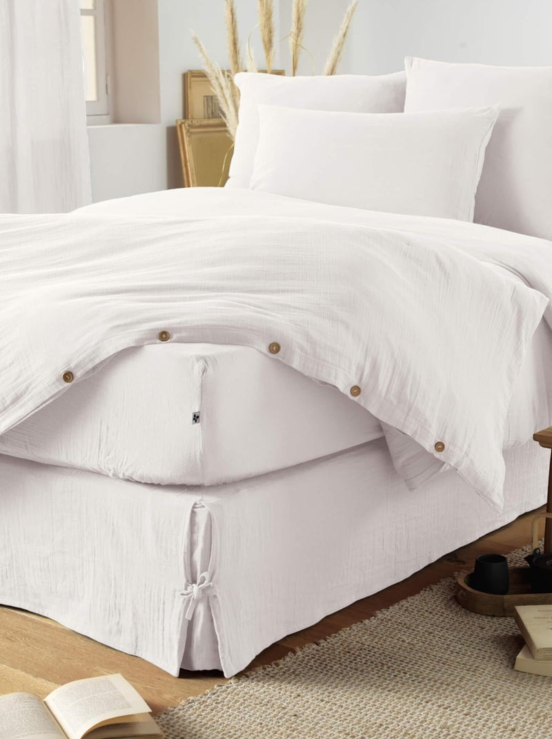 Parure de lit double gaze de coton Blanc - Kiabi