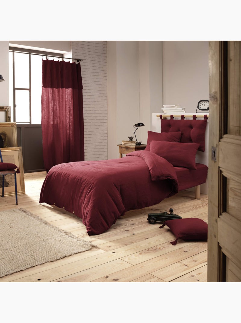 Parure de lit double gaze de coton Bordeaux - Kiabi
