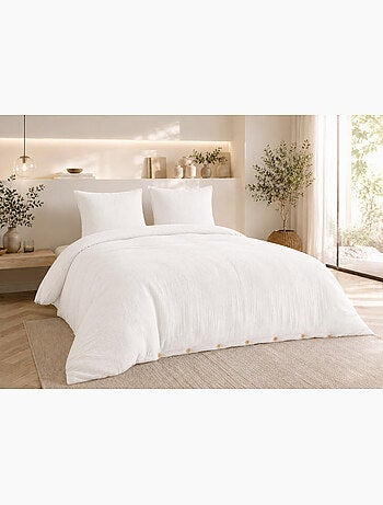 Parure de lit Double gaze de coton GAÏA + 2 taies 60x60 cm