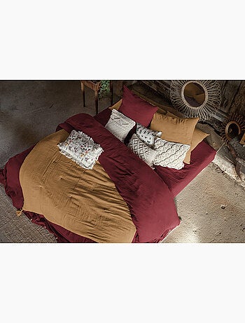 Parure de lit Double gaze de coton GAÏA + 2 taies 60x60 cm