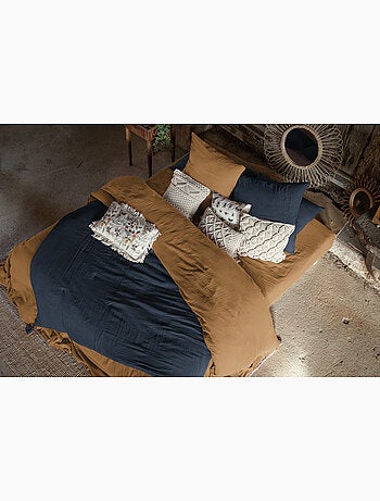 Parure de lit Double gaze de coton GAÏA + 2 taies 60x60 cm