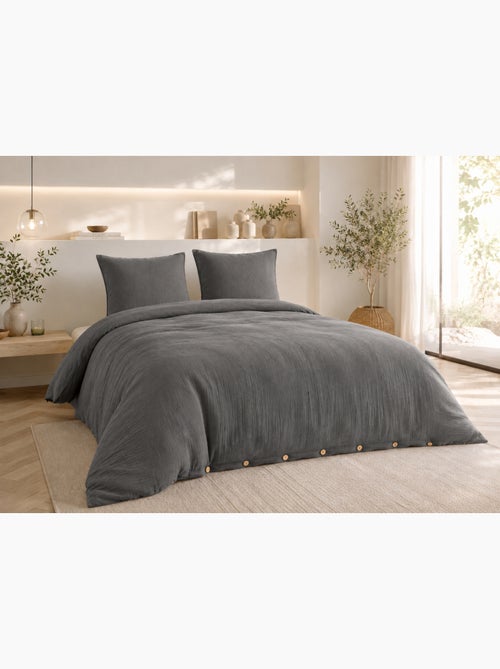 Parure de lit Double gaze de coton GAÏA + 2 taies 60x60 cm - Kiabi