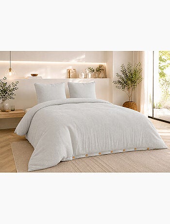 Parure de lit Double gaze de coton GAÏA + 2 taies 60x60 cm
