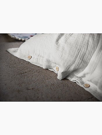 Parure de lit Double gaze de coton GAÏA + 2 taies 60x60 cm