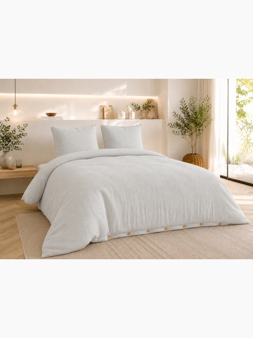 Parure de lit Double gaze de coton GAÏA + 2 taies 60x60 cm - Kiabi