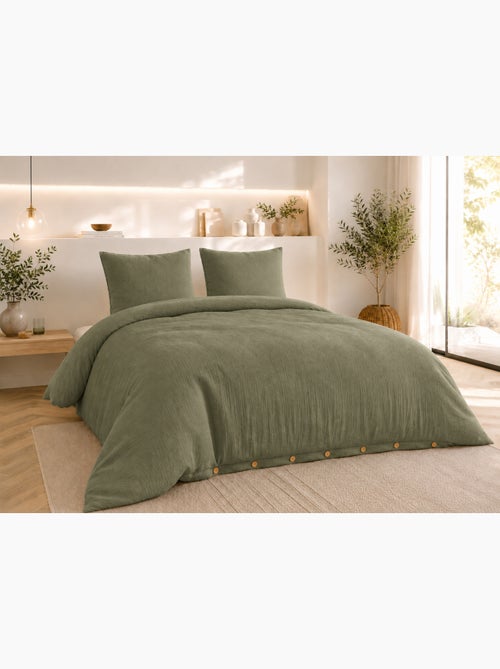 Parure de lit Double gaze de coton GAÏA + 2 taies 60x60 cm - Kiabi