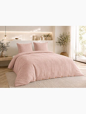 Parure de lit Double gaze de coton GAÏA + 2 taies 60x60 cm