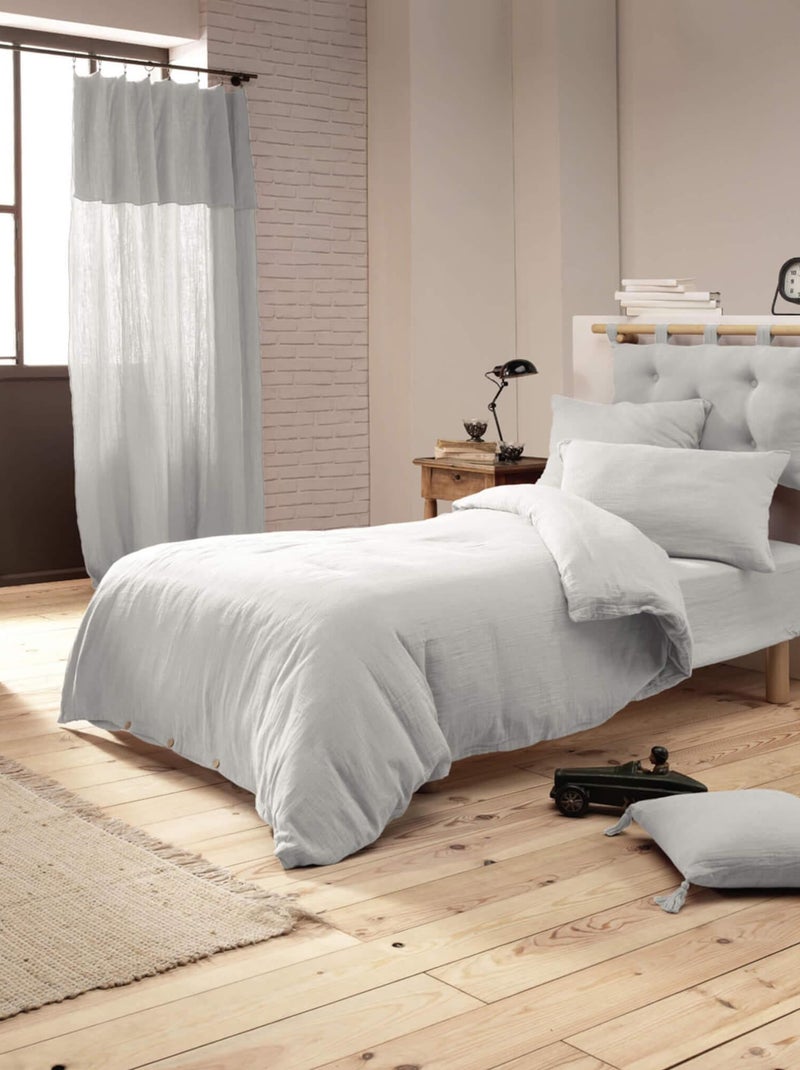 Parure de lit double gaze de coton Gris - Kiabi