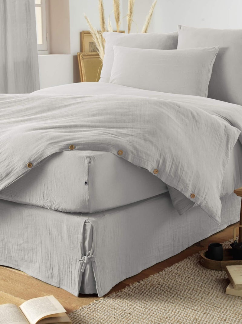 Parure de lit double gaze de coton Gris - Kiabi