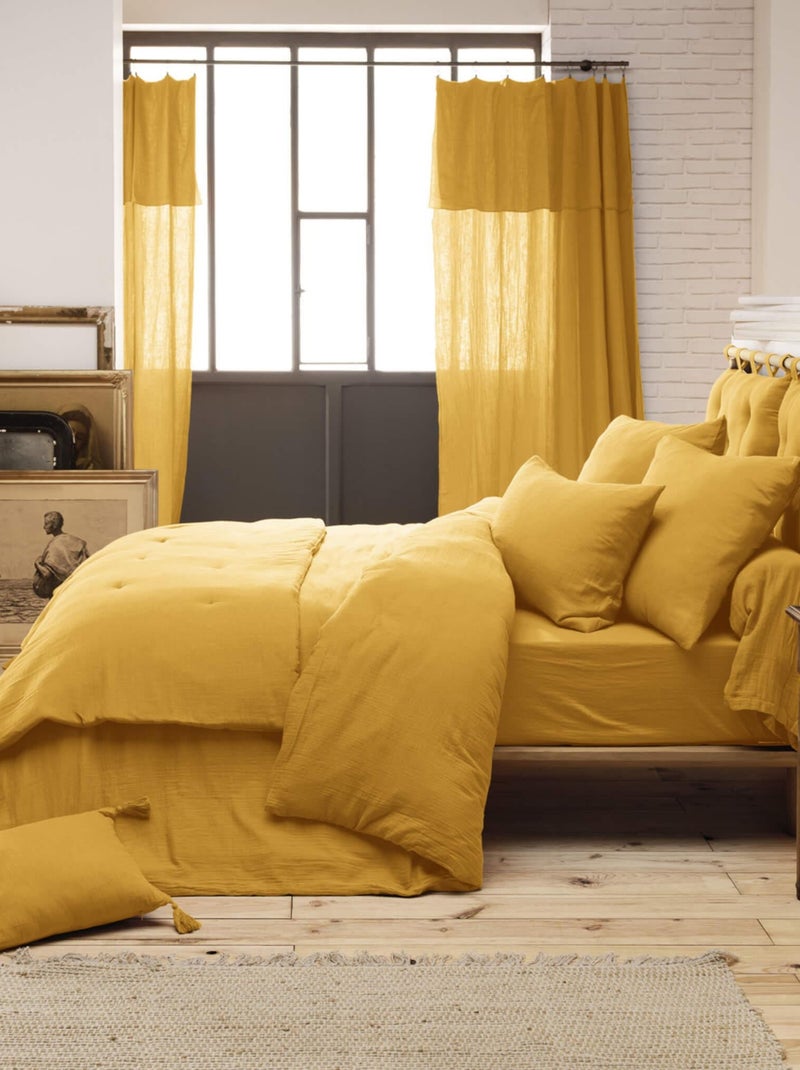 Parure de lit double gaze de coton Jaune - Kiabi