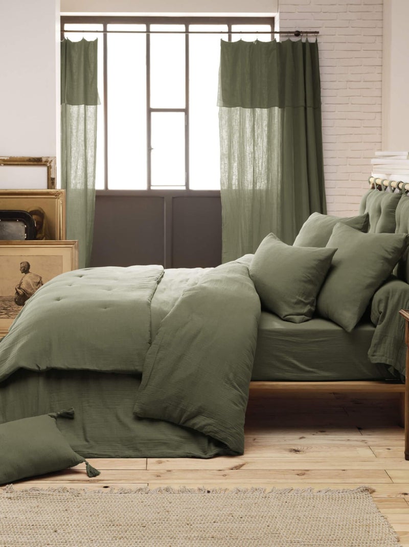 Parure de lit double gaze de coton Kaki - Kiabi