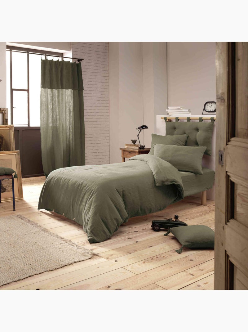 Parure de lit double gaze de coton Kaki - Kiabi
