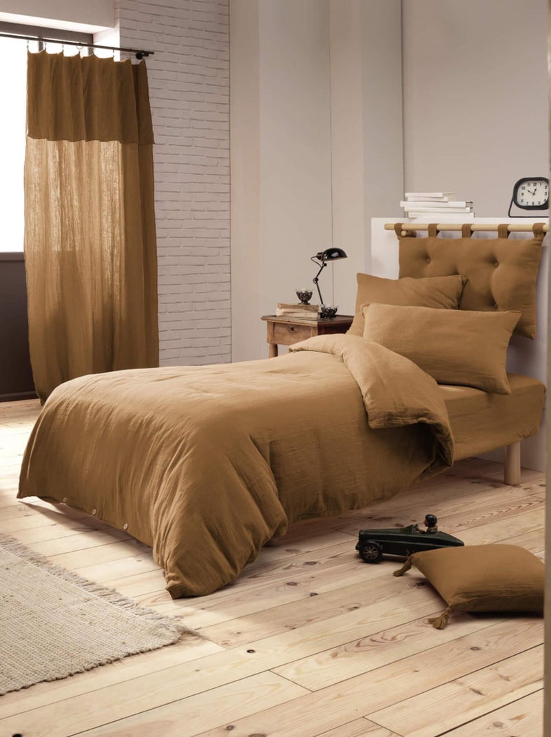 Parure de lit double gaze de coton Marron - Kiabi