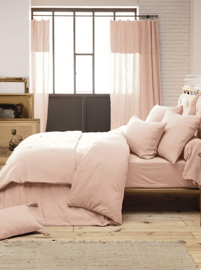 Parure de lit double gaze de coton Rose - Kiabi