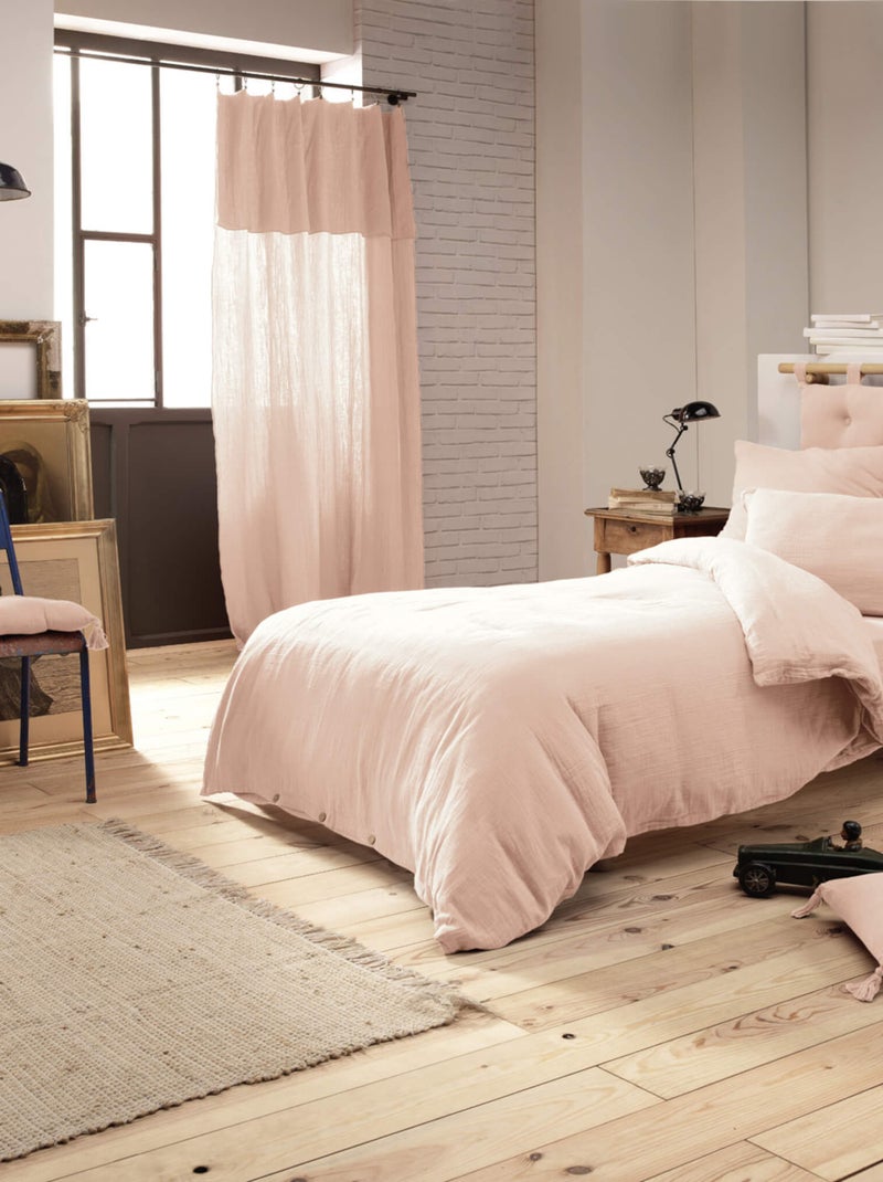 Parure de lit double gaze de coton Rose pâle - Kiabi