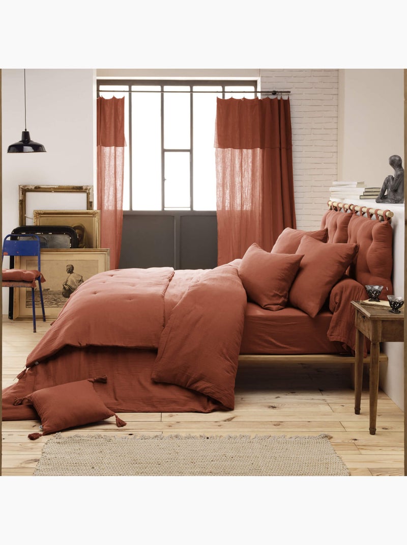 Parure de lit double gaze de coton Terracotta - Kiabi