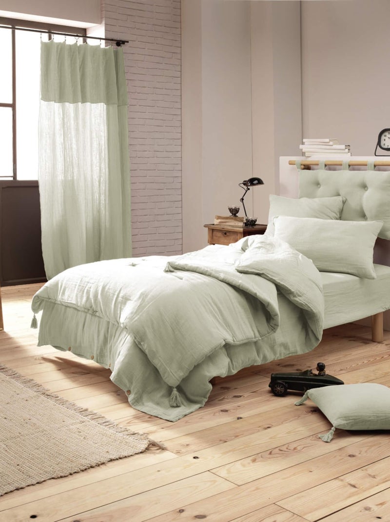 Parure de lit double gaze de coton Vert d'eau - Kiabi