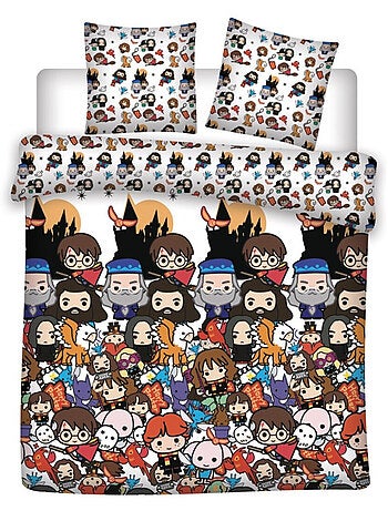 Parure de Lit Double Harry Potter Imprimée Réversible Lit 2 places, CHIBI