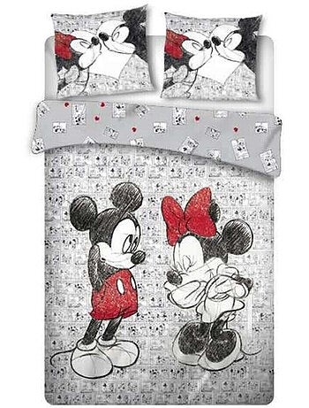 Parure de lit double réversible Disney Mickey et Minnie - 200 cm x 240 cm