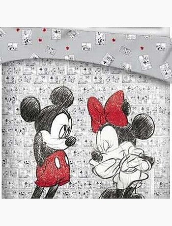 Parure de lit double réversible Disney Mickey et Minnie - 200 cm x 240 cm